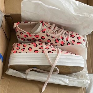 Keds Triple Up Pink Leopard Print Sneakers